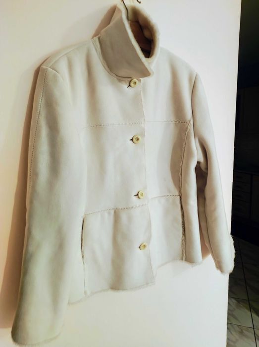 Kożuszek sztuczny bialy damski jak prawdziwy