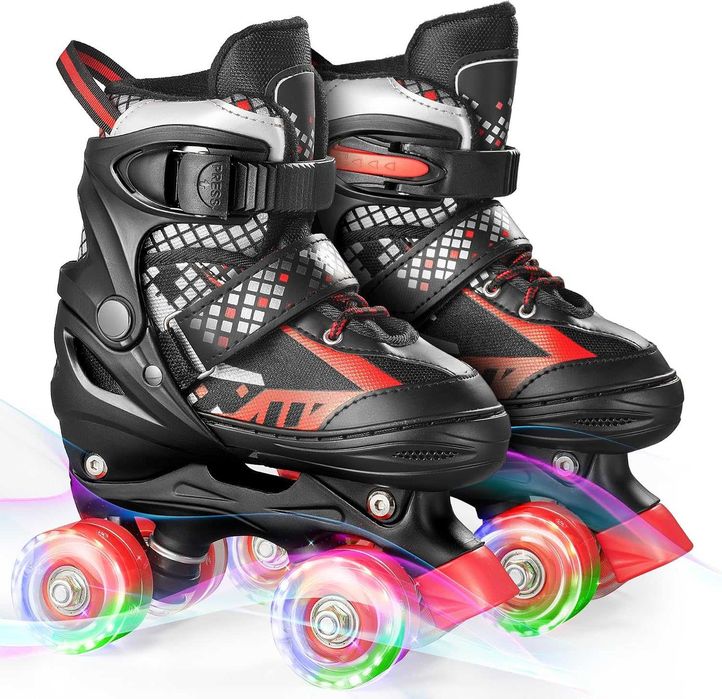 FWFX 2026 – Regulowane Rolki Dziecięce z Luminous Wheels | 4 Rozmiary | Idealne dla Początkujących