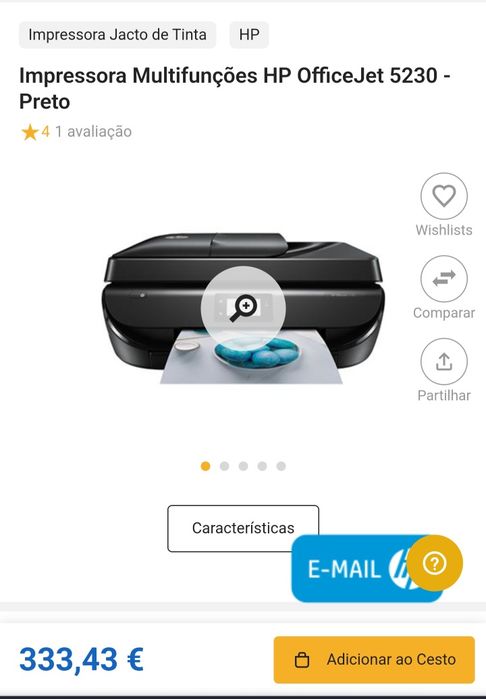 Impressora HP OfficeJet 5230 preta