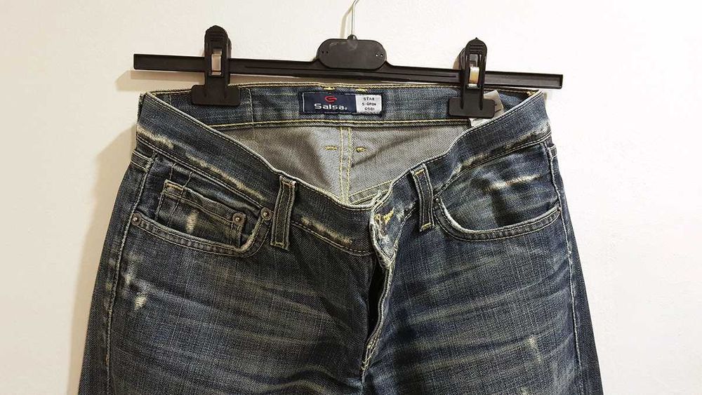 Par de calças de ganga Salsa 100% algodão boca de sino