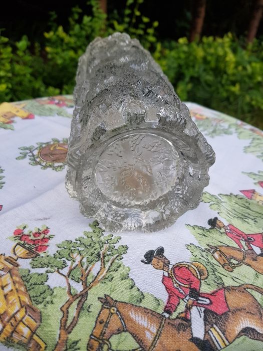 Wazon szklany, pieniek, wysokość 21,5cm, średnica 8,5cm. Super stan