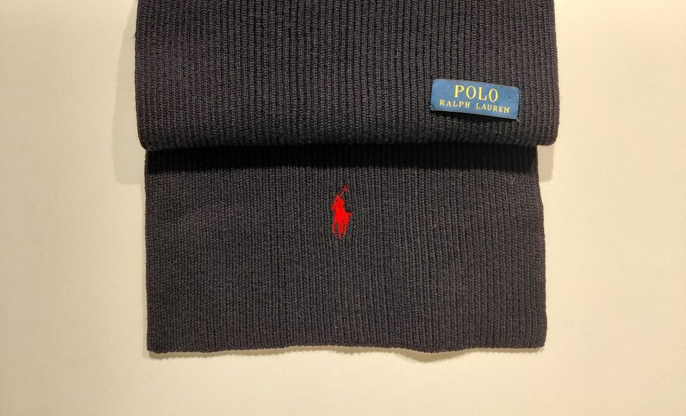 Dostawa gratis szal męski Polo Ralph Lauren granatowy bawełniany
