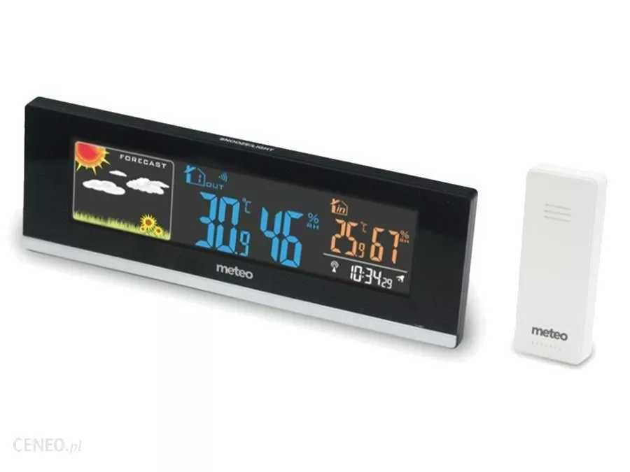 Stacja pogody Meteo SP60 - kolorowy ekran, czujka, zasilacz - NOWA