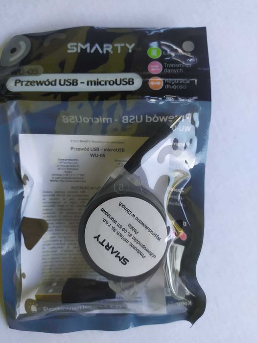 Kabel Micro USB Świecący Rozciągany