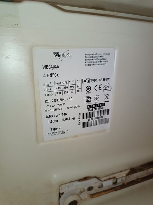 Холодильник wirpool на запчастини