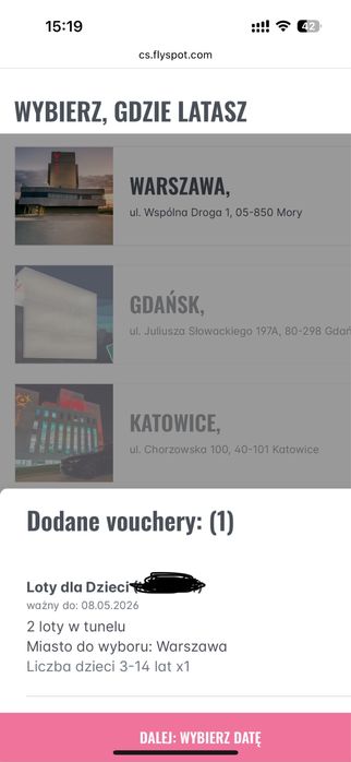 Voucher Flyspot - 2 loty po 1,5 minuty dla dziecka w Warszawie