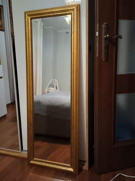 Lustro wiszące ścienne 140 x 50 solidne złote