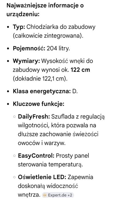 Wbudowana lodówka Miele