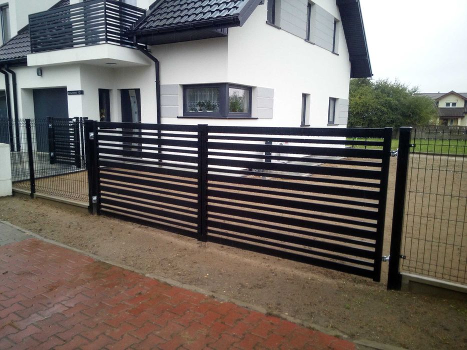 Brama z furtką kpl. ocynk + ral skrzydłowa wypalana przesuwna słupek