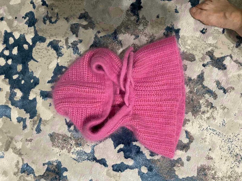 Каптур (капішон) жіночий теплий рожевий ангора