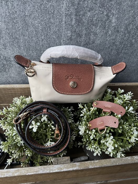 Longchamp mini XS torebka kremowa paper