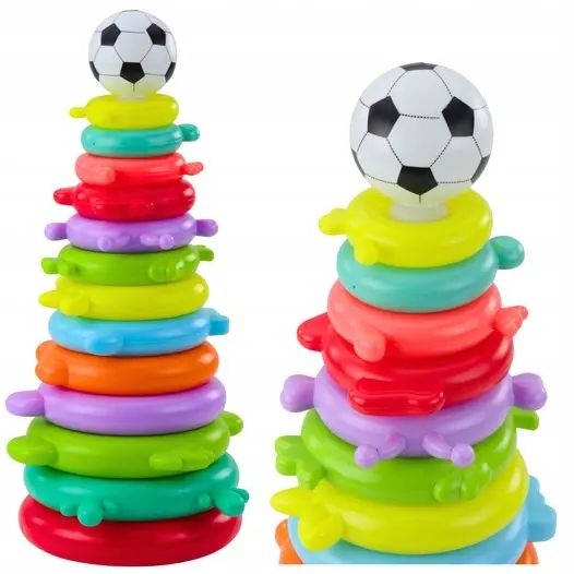 Piramida Edukacyjna Układanka Piłka Naklejki 13 Poziomów Kolorowa. Lean Toys. Nowy Produkt