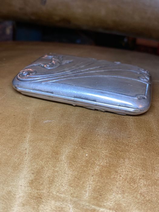 Cigarreira Arte Nova Prata Portuguesa Contrastada Javali 8,5 cm