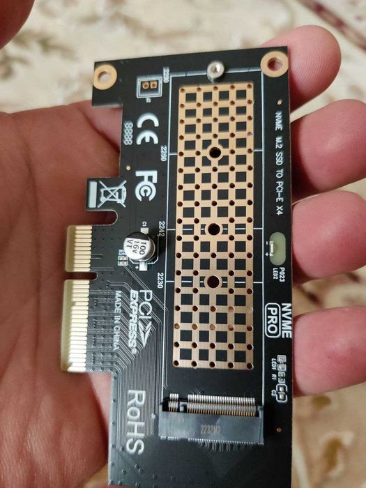 Переходник JEYI M.2 NVME to PCIe 4.0 X4 и NVMe/NGFF (M.2 SATA) 64Gbps