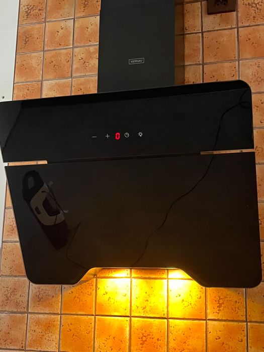 Okap kuchenny  kominowy szklany czarny KERNAU 60 cm