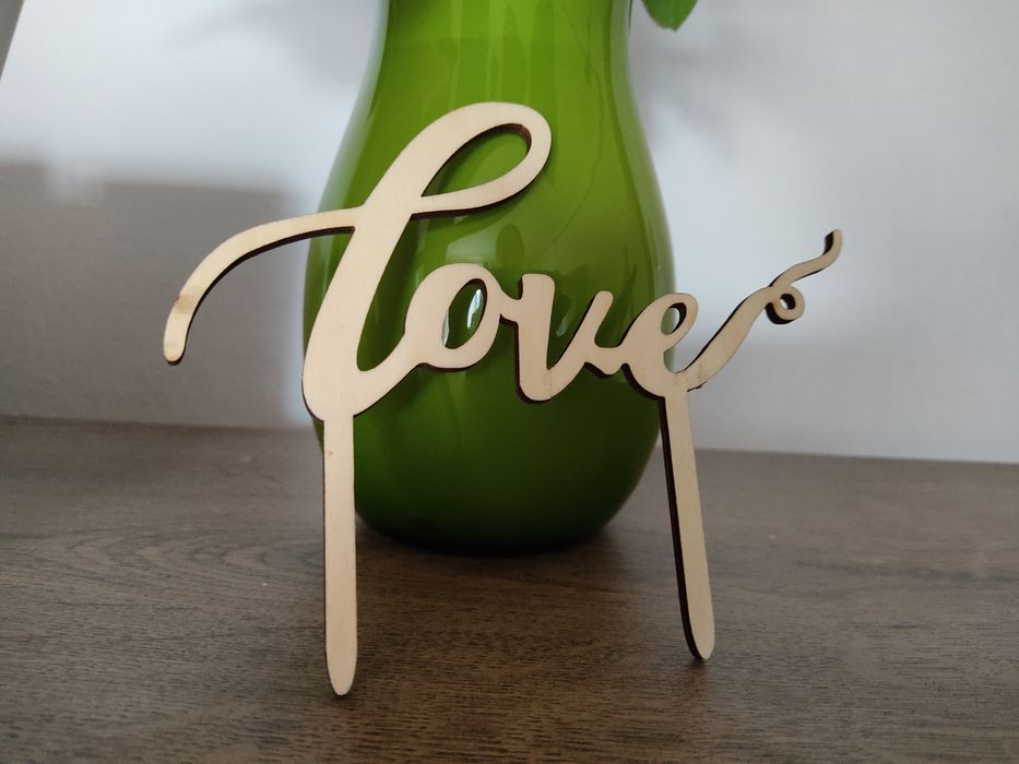 Topper ślubny love drewniany na torta NOWY
