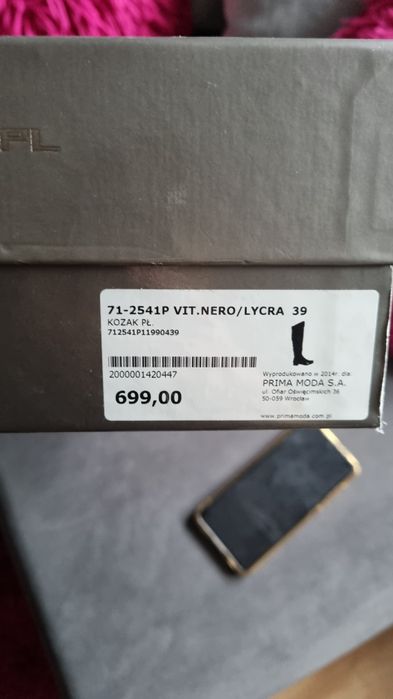 Prima moda kozaki r.39 skórzane czarne