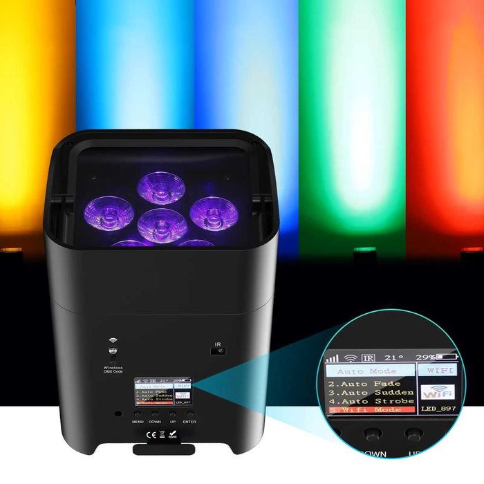 reflektor LED 108 W RGBWA + UV TORBA WiFi DMX 512 DUŻY PAR LED ZQ01528