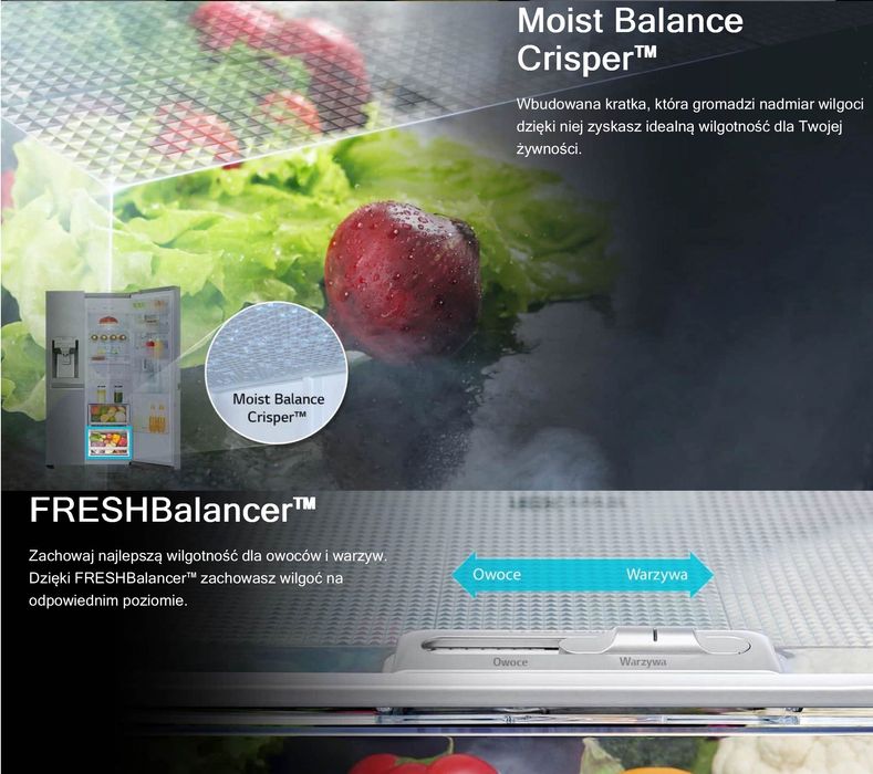 lodówka Side by Side LG GSJ960NSCZ - stan doskonały, kupiona w maju 21