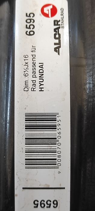 Felgi stalowe HYUNDAI KIA R 16 5x114,3 otwór 67 mm NOWE