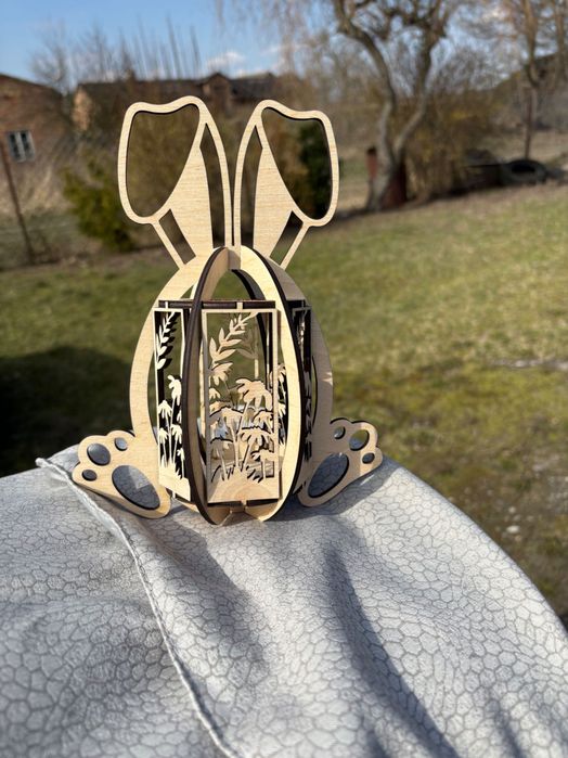 Ozdoba wielkanocna króliczek lampion 3D 21 cm wyskokosci