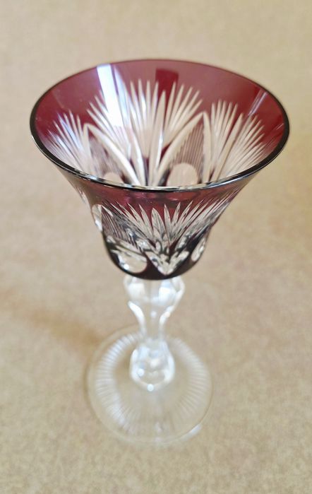 Piękny, duży, przedwojenny, kryształowy kieliszek do wina