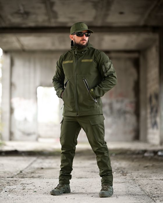 Демісезонний тактичний костюм софтшел DEMENTIOZ олива