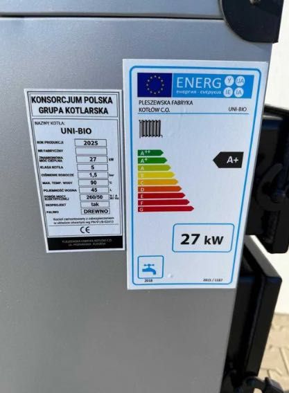 Kotły Kocioł 27kW na Drewno Węgiel - PRODUCENT Piec Zasypowy do 300m2