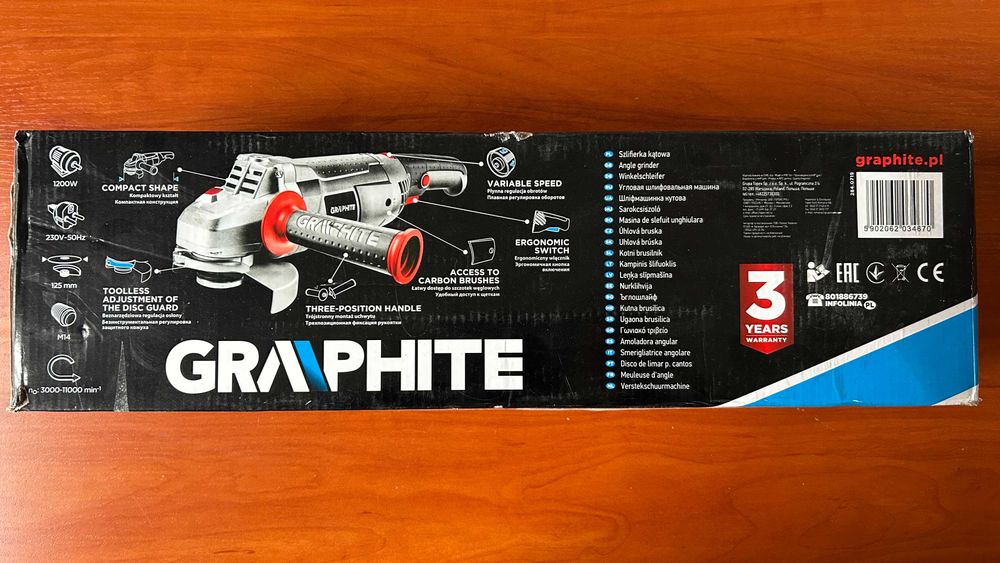 Szlifierka kątowa 1200W Graphite 125 mm , regulacja obrotów