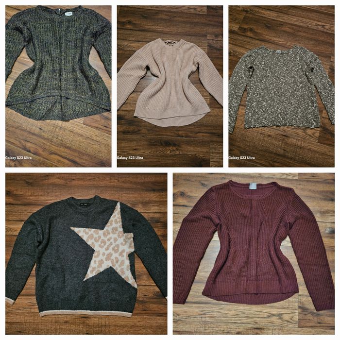 Zestaw sweter damski 5szt bordo,różowy,szary ,melanż beż S/M/L