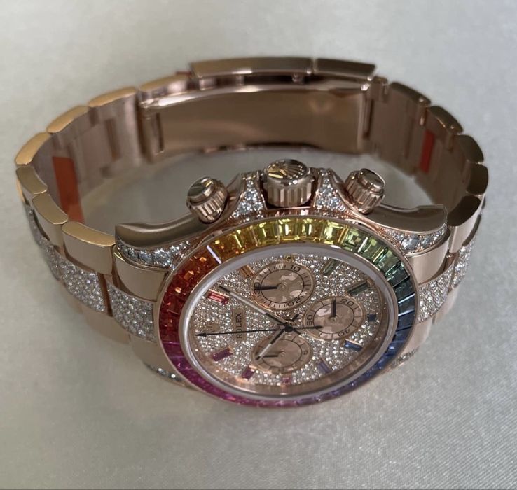 Часы Rolex. Rose gold/diamonds/sapphires. Clone.