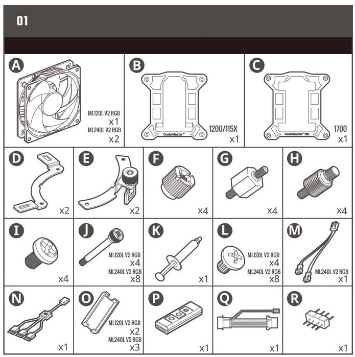 Promocja!! Kompletne akcesoria do chłodnica CoolerMaster ML240L V2 RGB