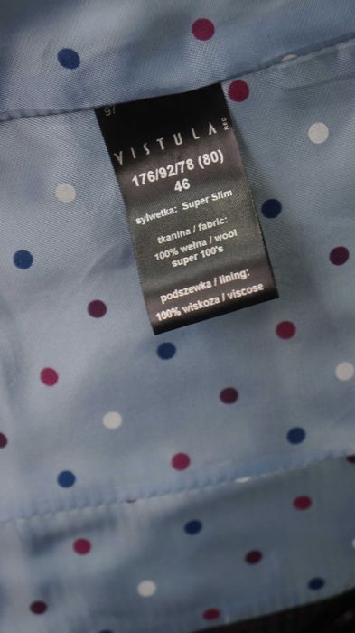 Vistula Kamizelka Dwurzędowa Wełna Krata Brązowa Rozmiar 46 176/92