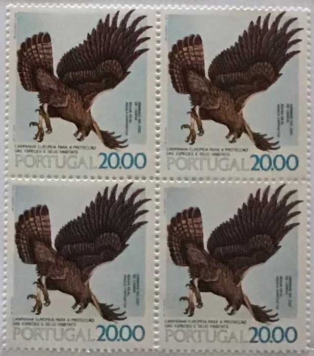 Quadra de selos novos de 20$00 - Proteção das Espécies - 1980