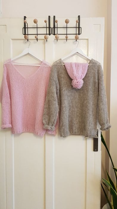 Sweterek handmade alpaka z jedwabiem