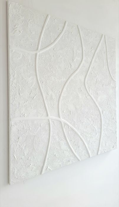 Promocja!  Duży biały  Obraz strukturalny 120x120cm