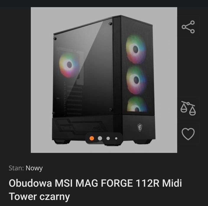 Obudowa MSI MAG FORGE 112R - nowa bez pudełka