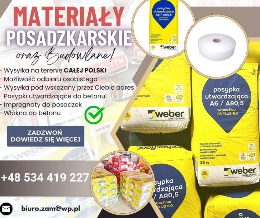 Posypka utwardzająca do betonu włókna,siatki zbrojeniowe,impregnaty