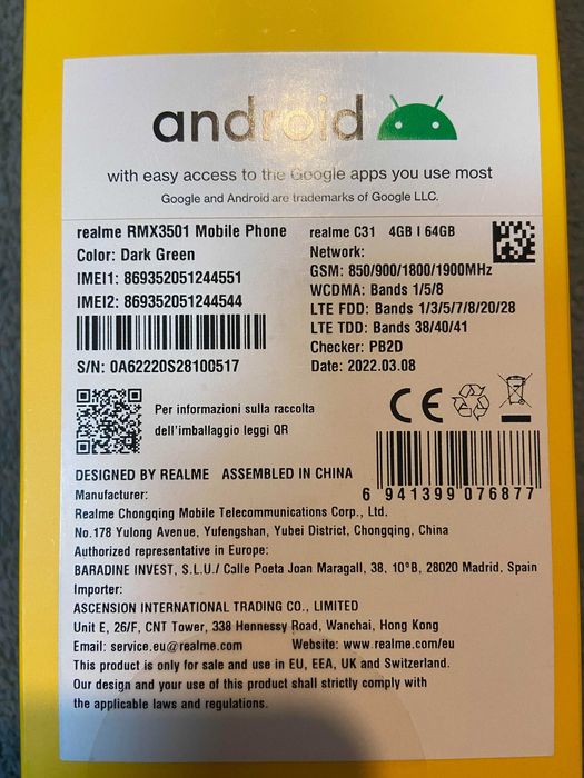 realme C31 RMX3501 Mobile Phone android