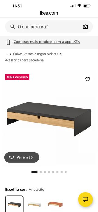 ELLOVEN Suporte do monitor c/gaveta, antracite