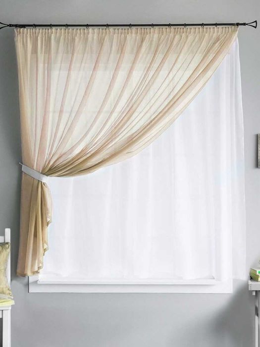 Короткий кухонний тюль «Арка» з підхватами