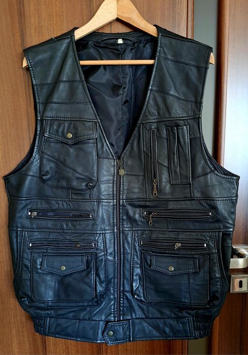 Czarna kamizelka z naturalnej skóry