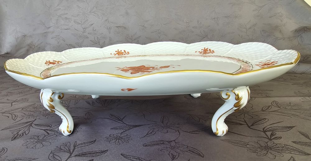 Porcelanowa patera na nóżkach Herend Apponyi Orange