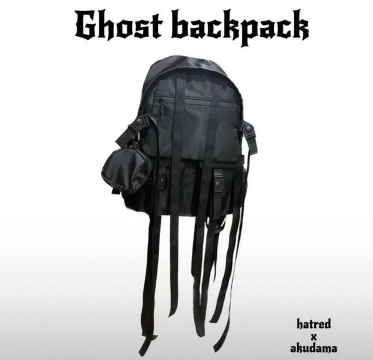 В НАЯВНОСТІ Ghost backpack чорний рюкзак редан з стрічками/лентами г