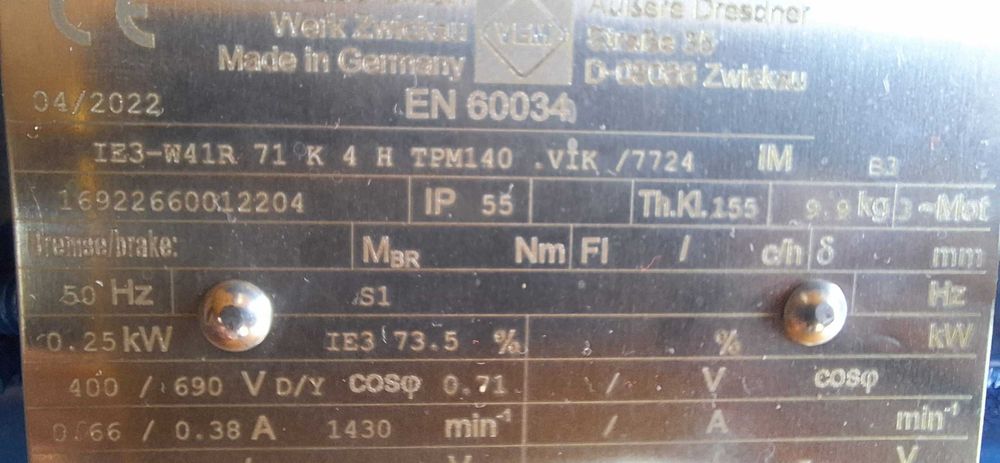 Silnik elektryczny Trójfazowy VEM silnik EN 60034 (Niemiecki!!! nie chińczyk)