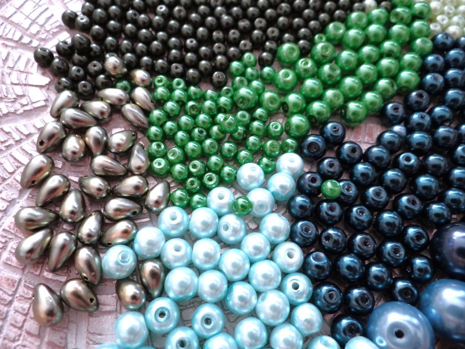 Perły sztuczne | mix zielono-niebieski | nowe
