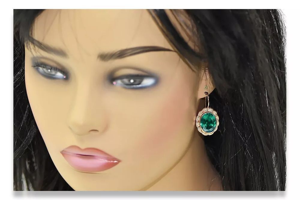 Kolczyki z Szmaragdem 14k z różowego złota vec007r Poznań