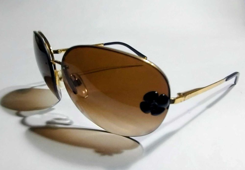 Винтажные очки Chanel 4134 Camellia Aviator Y2K (Коричневый градиент)
