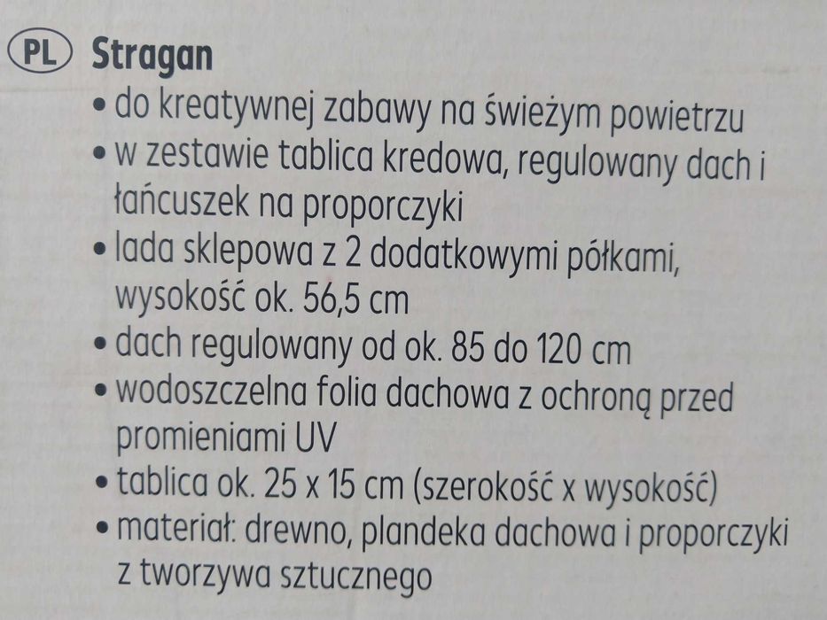 OKAZJA Stragan bazar drewniany do zabawy z daszkiem półkami ladą