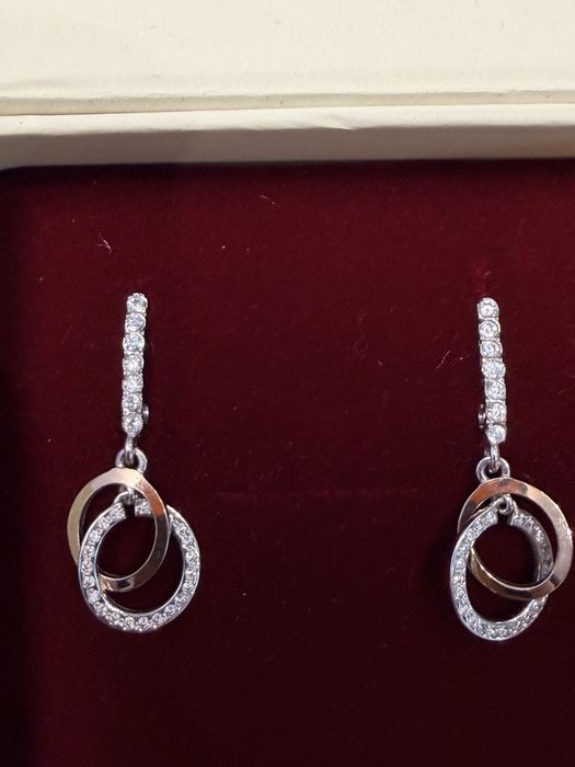 Срівбні сережки з золотими вставками та фіанітами